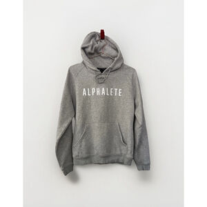 Alphalete Logo Hoodie Pullover Sweatshirt Heather Gray Size S Raised Logo Pocket